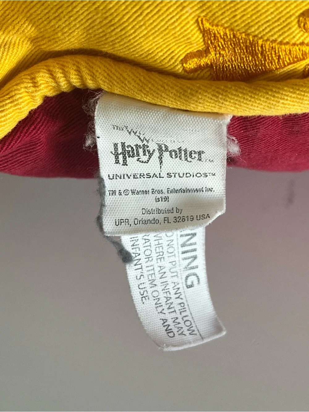 Harry Potter Gryffindor Pillow Universal Studios 16x16 Inches